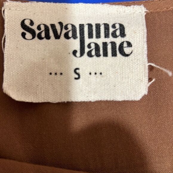 Savanna Jane Embroidered babydoll top in brown Size Small EUC - Picture 9 of 10